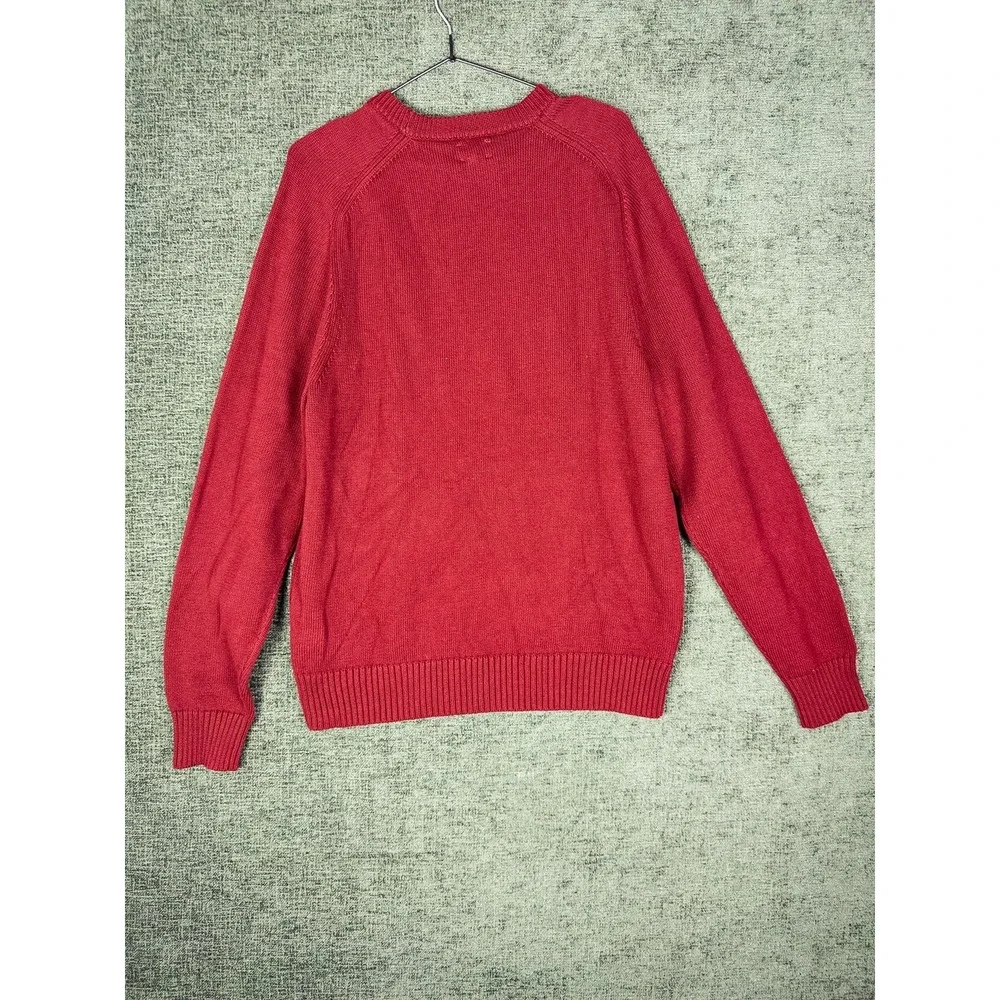 J. Crew Knit Crewneck Sweater Mens L Burgundy Red 100% Cotton Classic Preppy NWT
